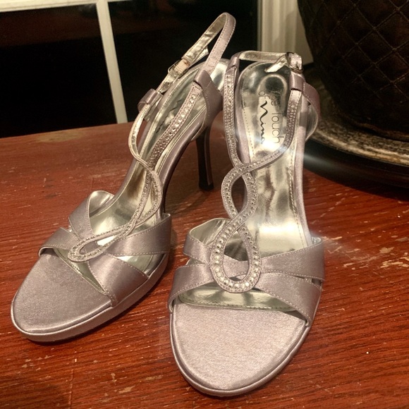 Touch of Nina Shoes - Touch of Nina Ankle Strap Heel Silver Sandal‎ 8.5